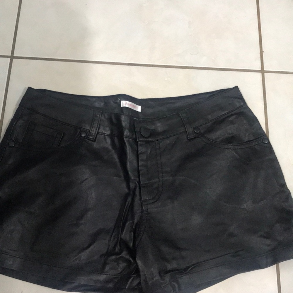 Leather black shorts